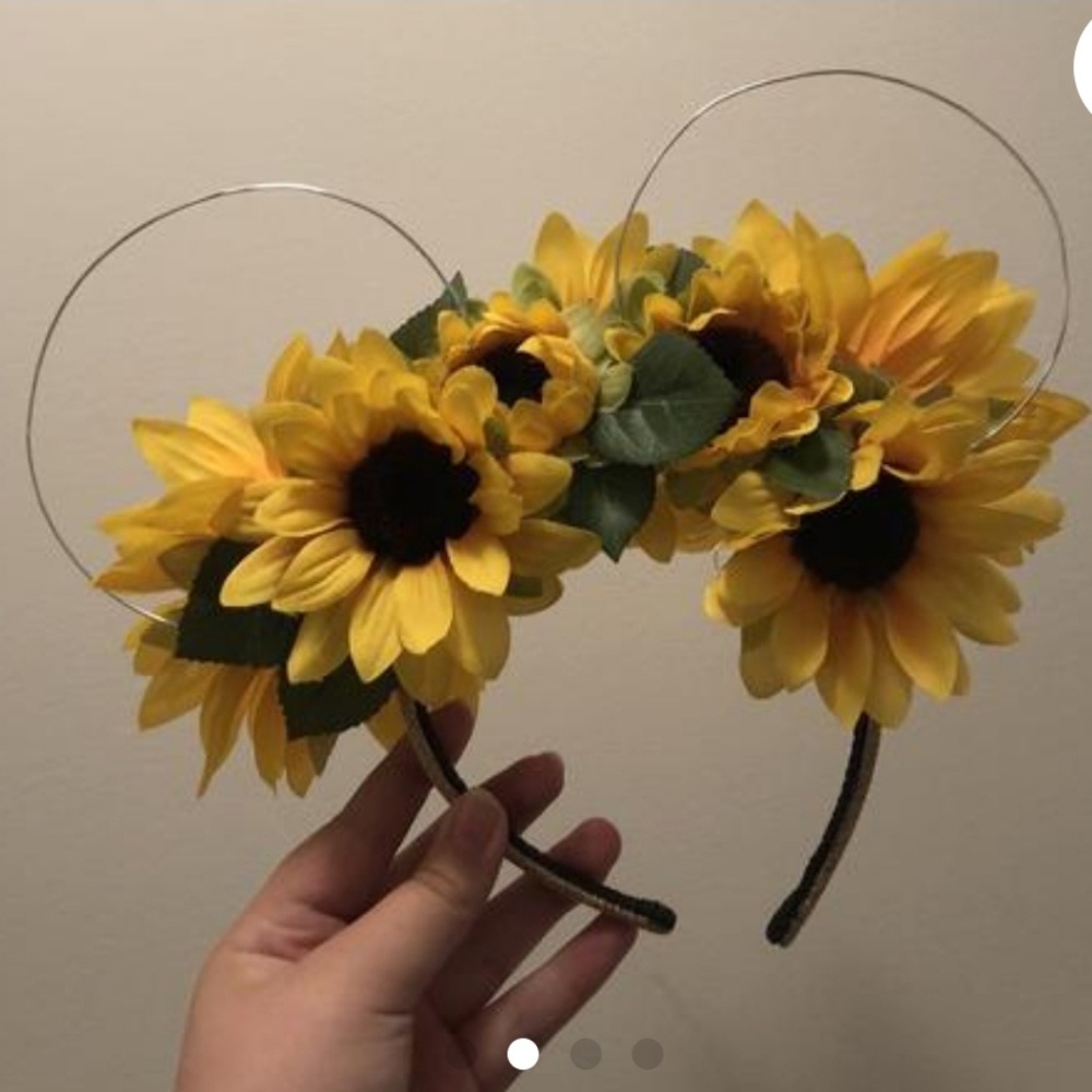 Mouse Ears Sunflower 2-sided Flower Headband - Picture 3 of 3